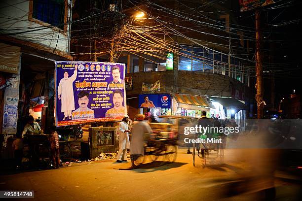 Posters of Aam Aadmi Party after a rally on March 2, 2014 in Kanpur, India.