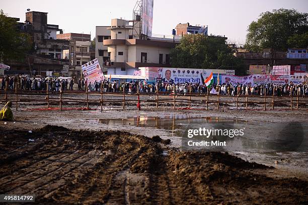 Posters of Aam Aadmi Party after a rally on March 2, 2014 in Kanpur, India.