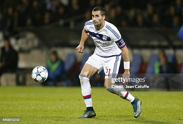 Maxime Gonalons of Lyon in action during the UEFA Champions league match between Olympique Lyonnais and FC Zenit St Petersburg at Stade de Gerland on...