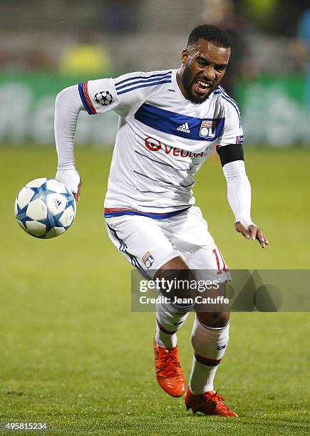 Alexandre Lacazette of Lyon in action during the UEFA Champions league match between Olympique Lyonnais and FC Zenit St Petersburg at Stade de...