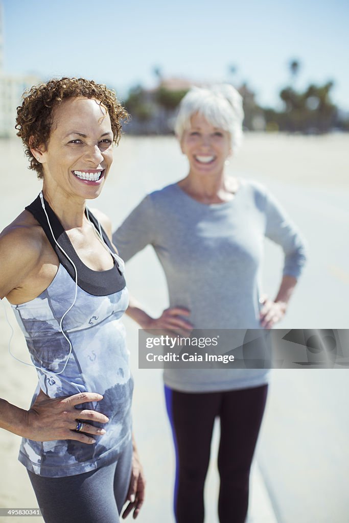 Portrait of smiling women in sportswear outdoors