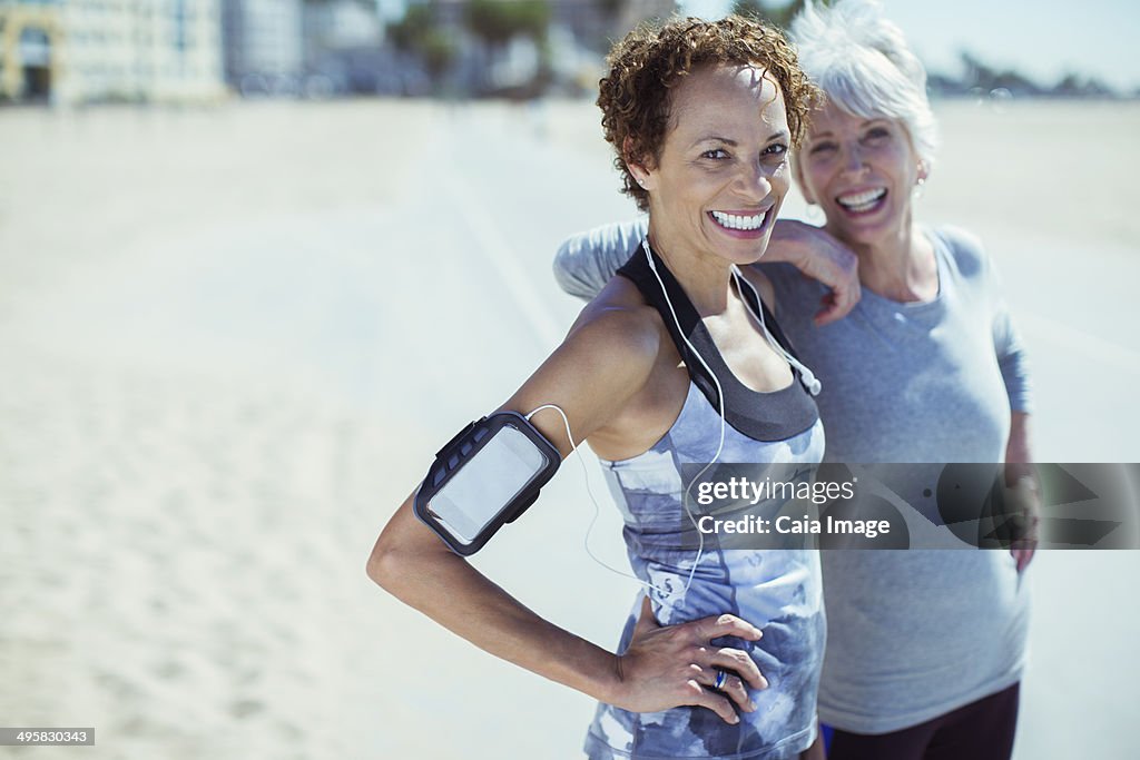 Portrait of smiling women in sportswear outdoors