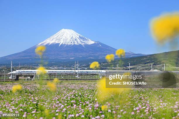 view of mount fuji, japan - bullet trains stockfoto's en -beelden