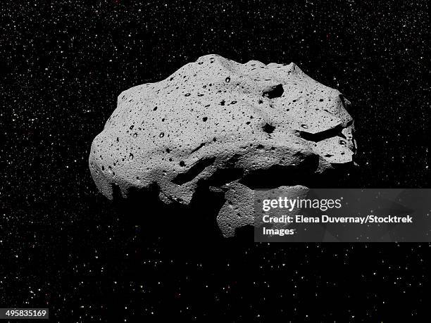 illustration of an asteroid in outer space. - boulder rock stock illustrations