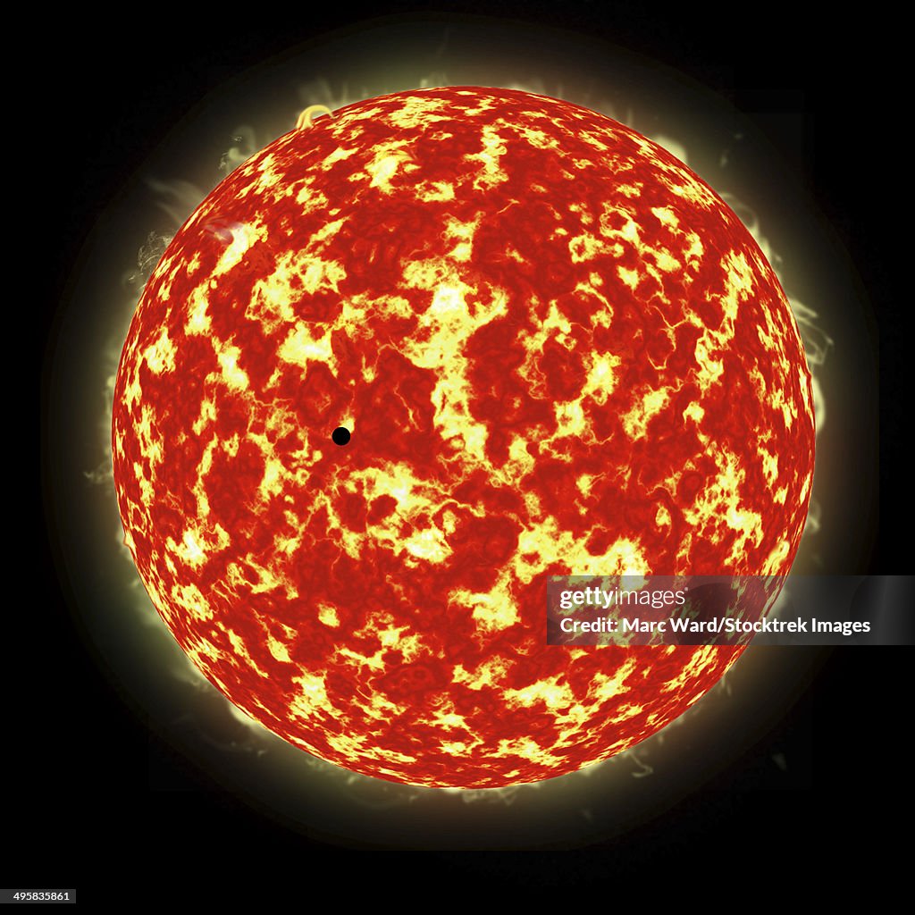 Artist's concept of a planet passing in front of a Sun-like star it orbits.