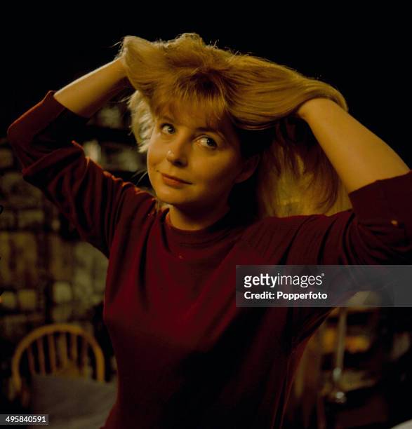 English actress Judy Cornwell pictured on the set of the television series 'The Present Stage - Roots' in 1966.