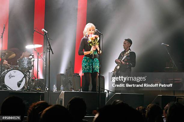 Singer Arielle Dombasle performs at La Cigale on November 4, 2015 in Paris, France.