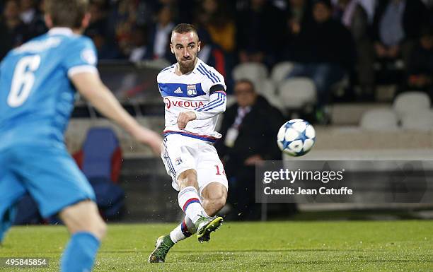 Sergi Darder of Lyon in action during the UEFA Champions league match between Olympique Lyonnais and FC Zenit St Petersburg at Stade de Gerland on...