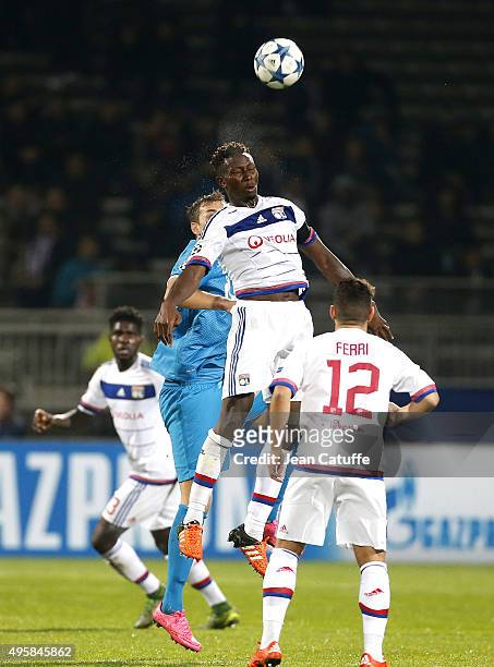 Mapou Yanga-Mbiwa of Lyon in action during the UEFA Champions league match between Olympique Lyonnais and FC Zenit St Petersburg at Stade de Gerland...
