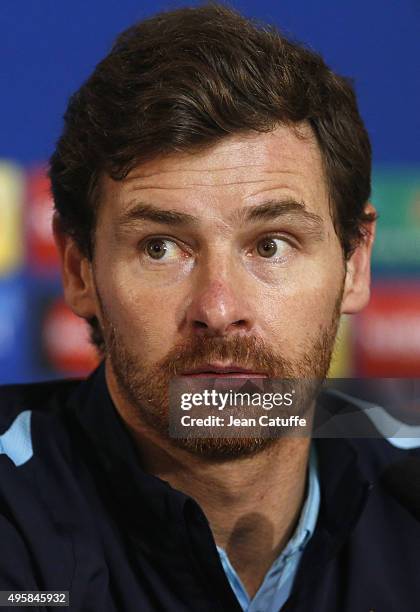Head coach of FC Zenit Andre Villas-Boas answers to the media during a press conference following the UEFA Champions league match between Olympique...