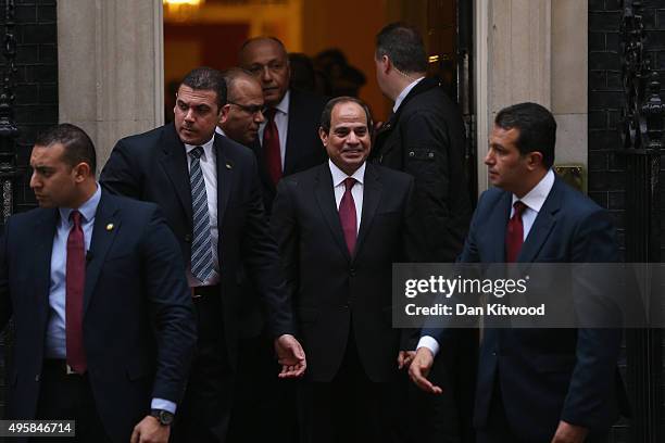 Egyptian President Abdel Fattah al-Sisi leaves 10 Downing Street on November 5, 2015 in London, England. British Prime Minister David Cameron held...