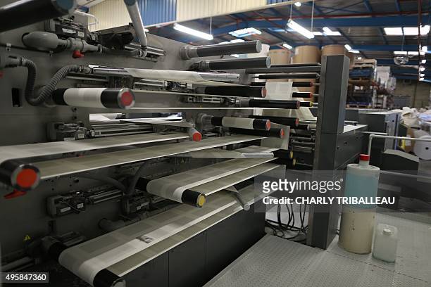 Copies of the 2015 Prix Goncourt, "Boussole" written by Mathias Enard are printed at "Normandie Roto Impression" printing house in Lonrai,...