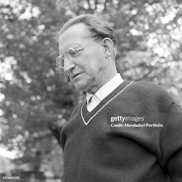 Portrait of Italian politician Alcide De Gasperi. Borgo Valsugana, 7th August 1953