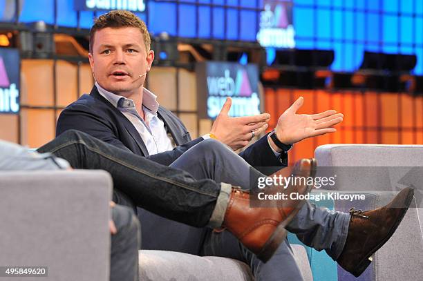 Irish rugby player, Brian O'Driscoll speaks on stage about being an ambassador for BT Sport during the third day of the 2015 Web Summit on November...