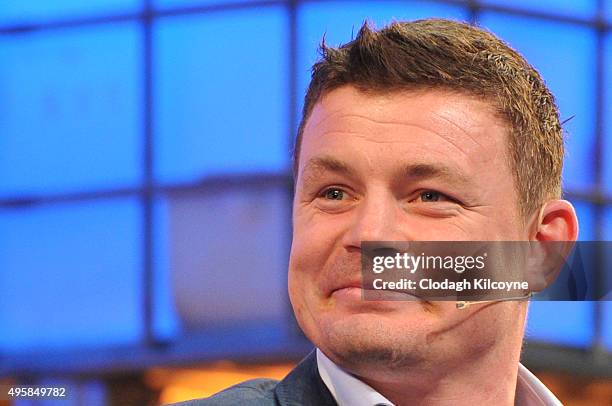 Irish rugby player, Brian O'Driscoll speaks on stage about being an ambassador for BT Sport during the third day of the 2015 Web Summit on November...