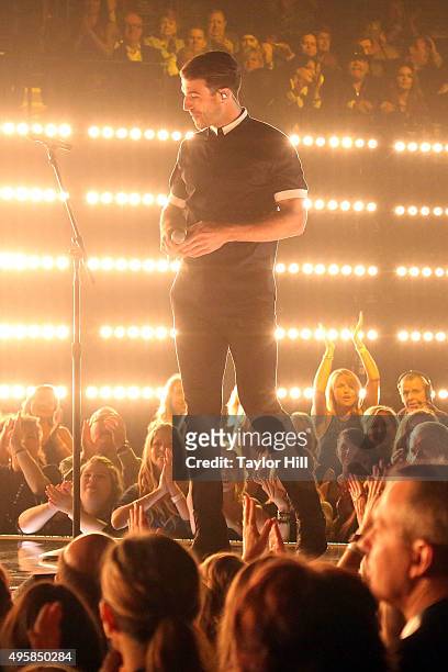 Sam Hunt performs during the 49th annual CMA Awards at the Bridgestone Arena on November 4, 2015 in Nashville, Tennessee.