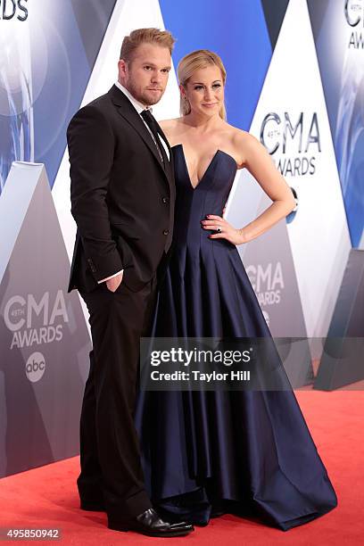 Kyle Jacobs and Kellie Pickler attend the 49th annual CMA Awards at the Bridgestone Arena on November 4, 2015 in Nashville, Tennessee.