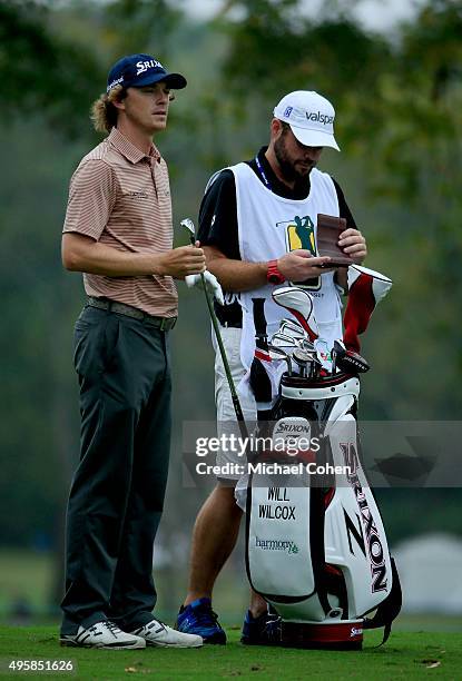 Will Wilcox prepares to take his second shot on the second hole during the first round of the Sanderson Farms Championship at The Country Club of...