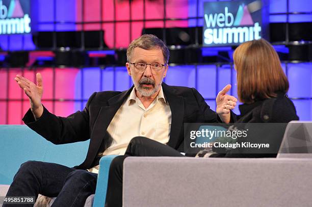 Ed Catmull, founder of Pixar speaks on stage during the third day of the 2015 Web Summit on November 5, 2015 in Dublin, Ireland. The Web Summit is...