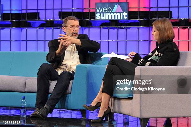 Ed Catmull, founder of Pixar speaks on stage during the third day of the 2015 Web Summit on November 5, 2015 in Dublin, Ireland. The Web Summit is...
