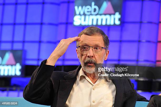 Ed Catmull, founder of Pixar speaks on stage during the third day of the 2015 Web Summit on November 5, 2015 in Dublin, Ireland. The Web Summit is...