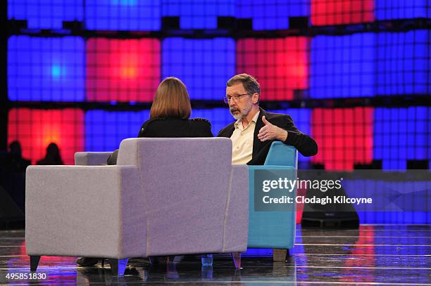 Ed Catmull, founder of Pixar speaks on stage during the third day of the 2015 Web Summit on November 5, 2015 in Dublin, Ireland. The Web Summit is...