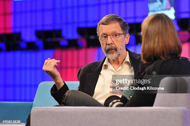 Ed Catmull, founder of Pixar speaks on stage during the third day of the 2015 Web Summit on November 5, 2015 in Dublin, Ireland. The Web Summit is...