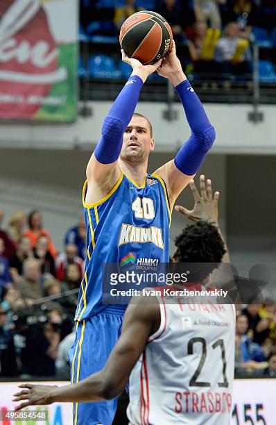 Paul Davis, #40 of Khimki Moscow Region in action during the Turkish Airlines Euroleague Basketball Regular Season date 4 game between Khimki Moscow...