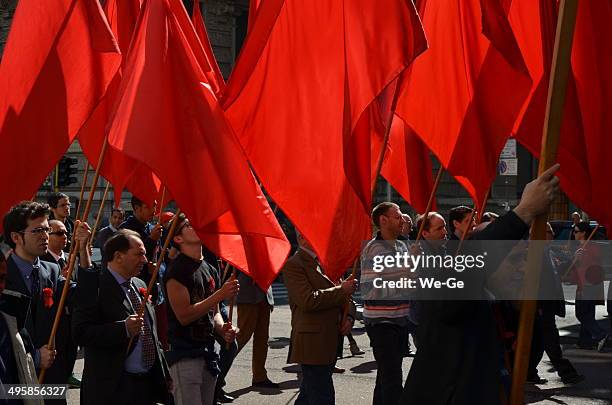 first of may demonstration in milano - labour day stock pictures, royalty-free photos & images