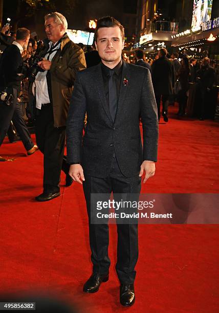 Josh Hutcherson attends the UK Premiere of "The Hunger Games: Mockingjay Part 2" at Odeon Leicester Square on November 5, 2015 in London, England.