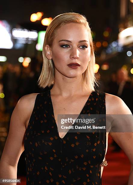 Jennifer Lawrence attends the UK Premiere of "The Hunger Games: Mockingjay Part 2" at Odeon Leicester Square on November 5, 2015 in London, England.