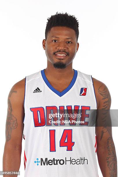 Stefhon Hannah of the Grand Rapids Drive poses for a head shot during the NBA Development League media day on November 3, 2014 in Grand Rapids,...