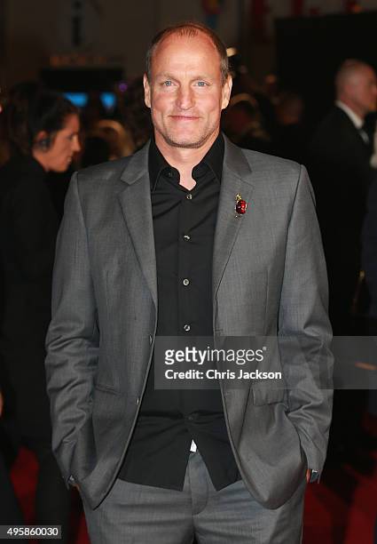 Actor Woody Harrelson attends "The Hunger Games: Mockingjay Part 2" UK Premiere at the Odeon Leicester Square on November 5, 2015 in London, England.