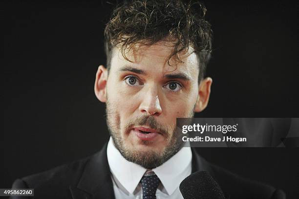 Sam Claflin attends The Hunger Games: Mockingjay Part 2 - UK Premiere at Odeon Leicester Square on November 5, 2015 in London, England.