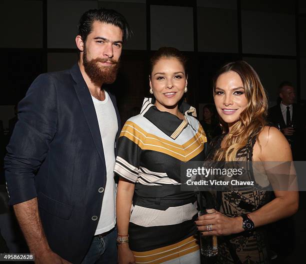 Javier Vazquez, Grettell Valdez and Fabiola Campomanes attend the GQ Mexico Men of The Year 2015 awards at Live Aqua Bosques hotel on November 4,...