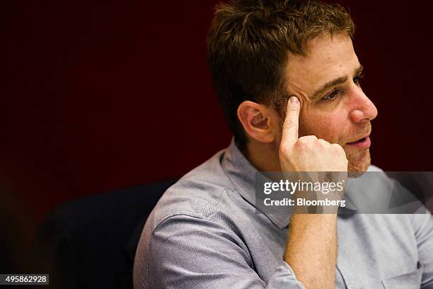 Stewart Butterfield, co-founder and chief executive officer of Slack Technologies Inc., speaks during an interview in New York, U.S., on Thursday,...