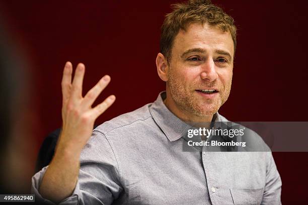 Stewart Butterfield, co-founder and chief executive officer of Slack Technologies Inc., speaks during an interview in New York, U.S., on Thursday,...