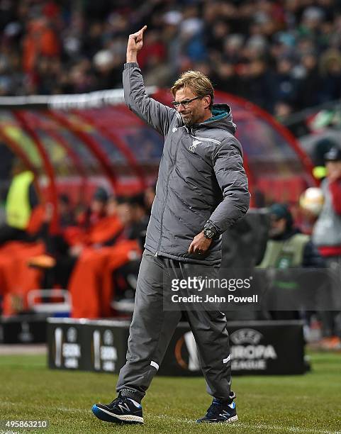Jurgen Klopp manager of Liverpool during the UEFA Europa League match between FC Rubin Kazan and Liverpool FC on November 5, 2015 in Kazan, Russia.