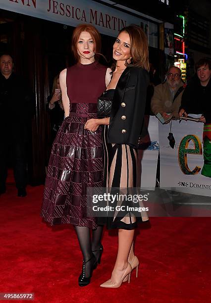 Nicola Roberts and Cheryl Fernandez- Versini arrive at The Dominion Theatre for Elf the musical gala night on November 5, 2015 in London, England.