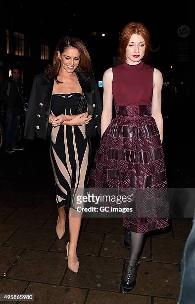 Cheryl Fernandez-Versini and Nicola Roberts arrive at The Dominion Theatre for Elf the musical gala night on November 5, 2015 in London, England.