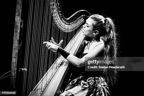 Singer Joanna Newsom performs live on stage during a concert at Admiralspalast on November 5, 2015 in Berlin, Germany.