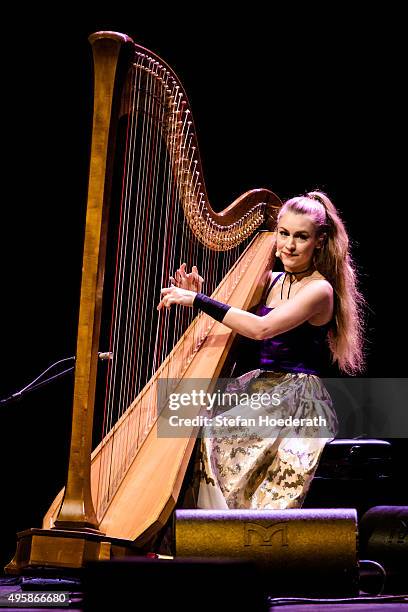 Singer Joanna Newsom performs live on stage during a concert at Admiralspalast on November 5, 2015 in Berlin, Germany.