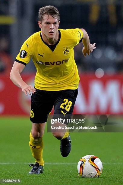 Matthias Ginter of Dortmund runs with the ball during the UEFA Europa League group stage match between Borussia Dortmund and Qabala FK at Signal...