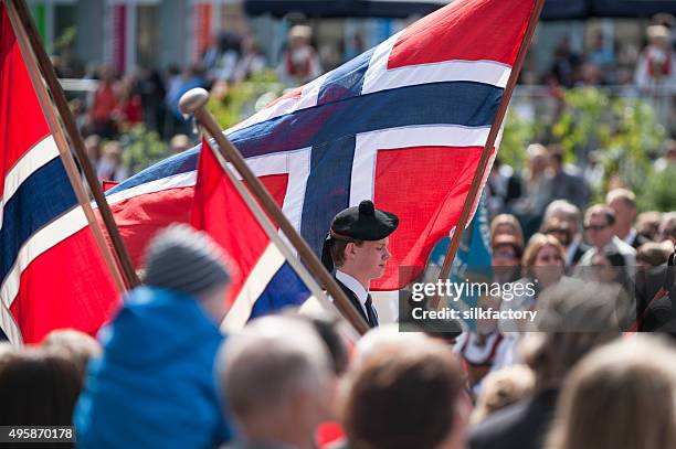 norwegian constitution day (may 17) celebration parade in bergen - maj bildbanksfoton och bilder
