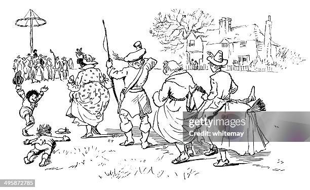 may day parade - maypole uk stock illustrations
