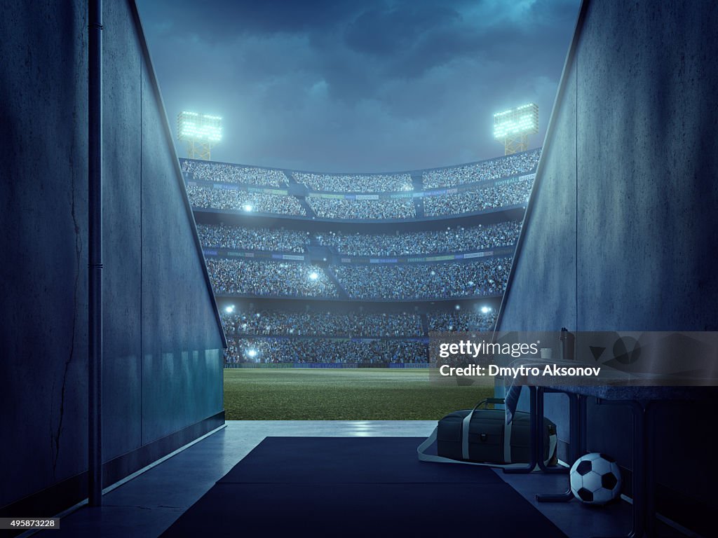 Blick auf das Fußballstadion von Spielern zone