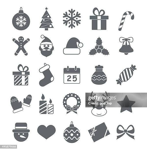 flat christmas icons - illustration - caramel stock illustrations