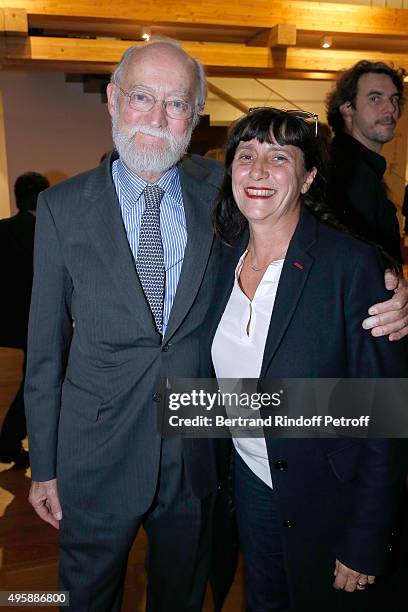 Gaumont Nicolas Seydoux and Screenwriter Sylvie Pialat attend the Cinema 'Les Fauvettes' : Opening Ceremony on November 5, 2015 in Paris, France.