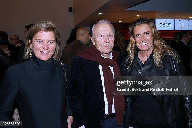 Pathe Jerome Seydoux standing between his wife CEO of the 'Jerome Seydoux - Pathe Foundation' Sophie Seydoux and Director Lisa Azuelos attend the...