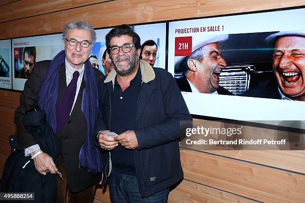 Director of the 'French Cinematheque' Serge Toubiana and Henri Attal attend the Cinema 'Les Fauvettes' : Opening Ceremony on November 5, 2015 in...